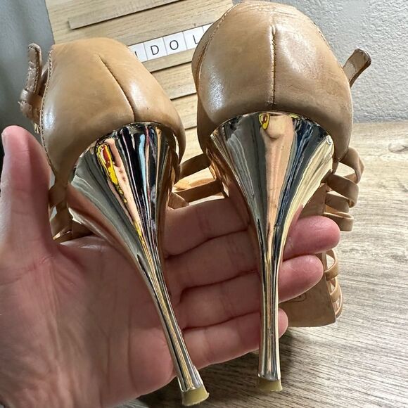 Coach Tan Fantasia Strappy Stiletto Heels Size 8B - Picture 5 of 9